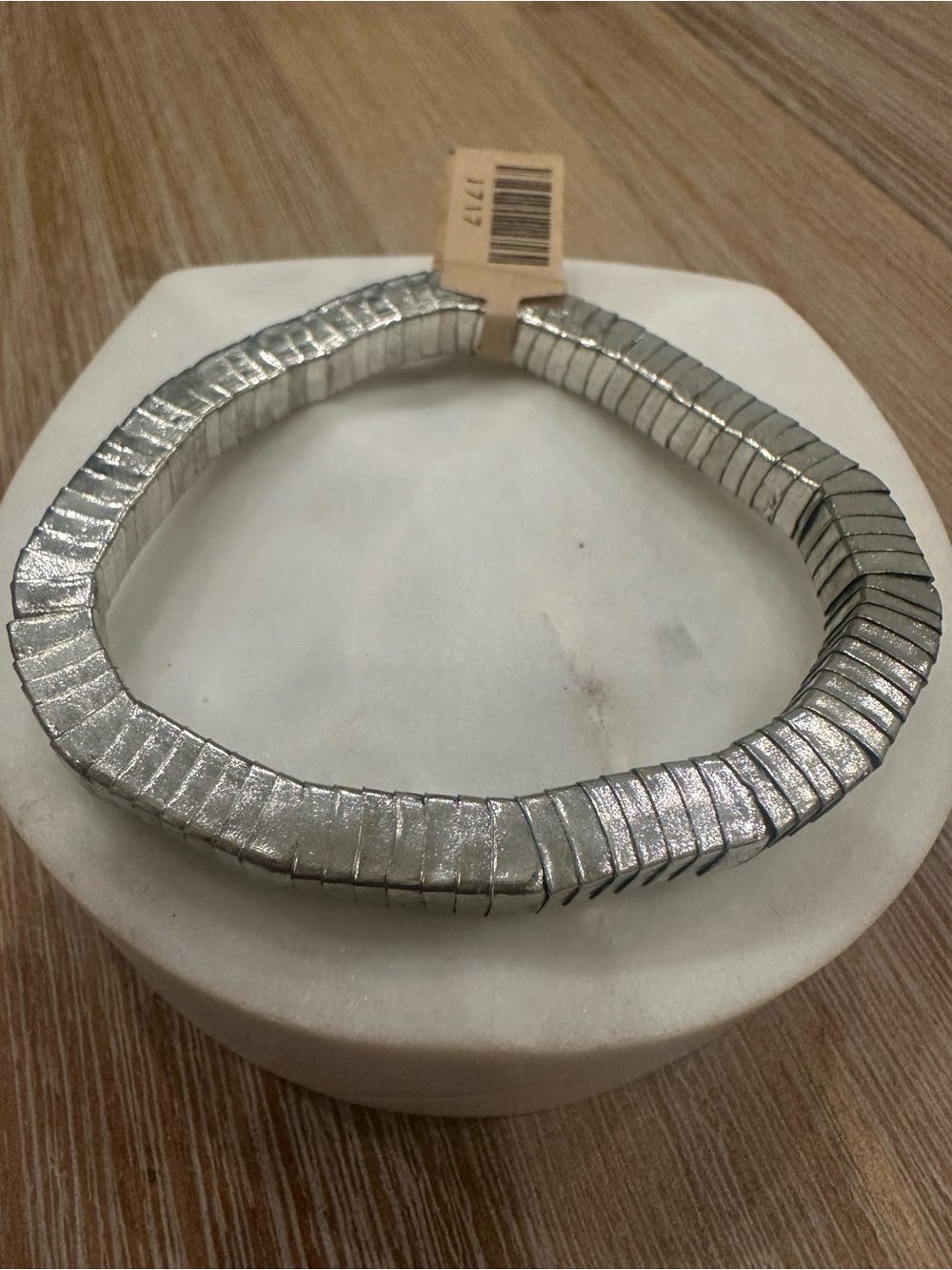 Silver Segmented Stretch Cuff Bracelet